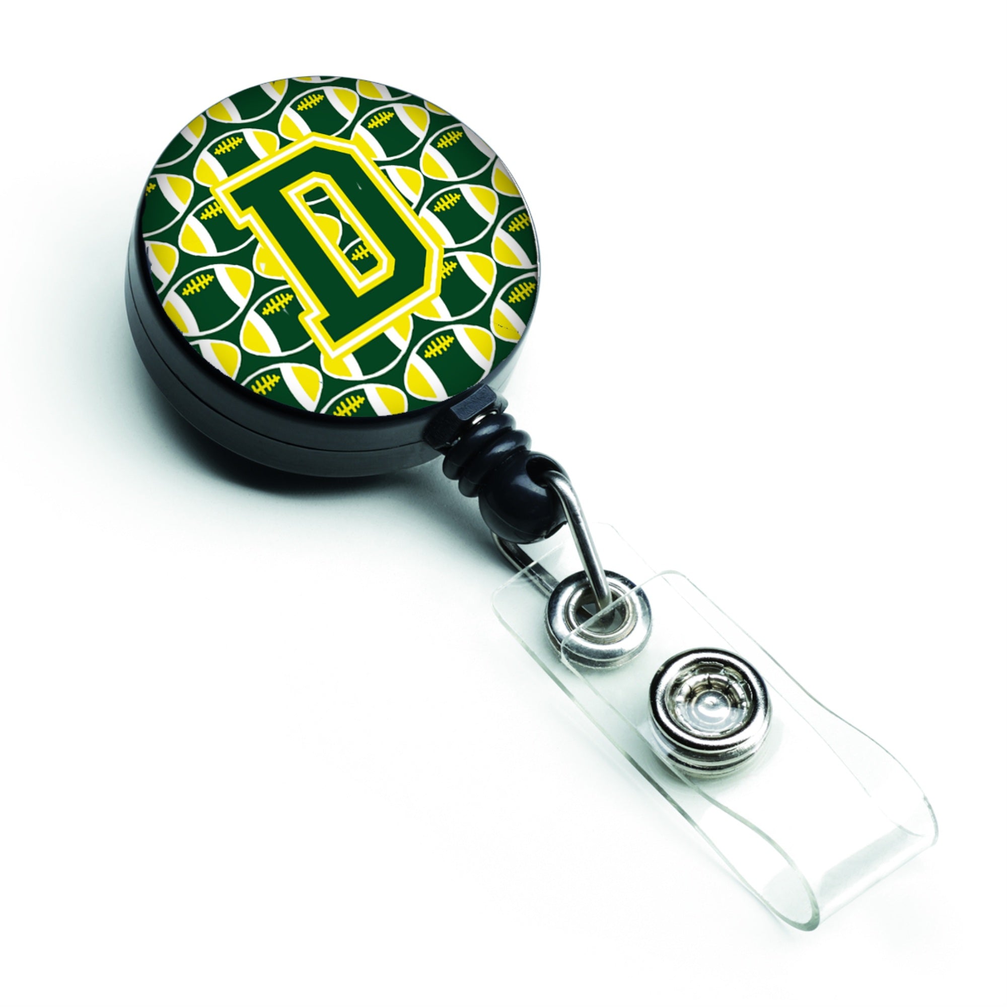 Caroline'S Treasures Letter D Football Green And Yellow Retractable Badge Reel (Cj1075-Dbr)