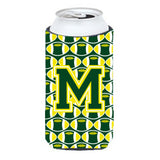 Letter M Football Green And Yellow Tall Boy Beverage Insulator Hugger Cj1075-Mtbc
