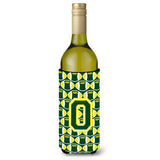 Letter O Football Green And Yellow Wine Bottle Beverage Insulator Hugger Cj1075-Oliterk