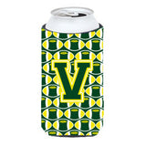 Letter V Football Green And Yellow Tall Boy Beverage Insulator Hugger Cj1075-Vtbc
