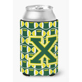 Caroline'S Treasures Cj1075-Xcc Letter X Football Green And Yellow Can Or Bottle Hugger, Multicolor