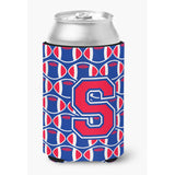 Caroline'S Treasures Cj1076-Scc Letter S Football Harvard Crimson And Yale Blue Can Or Bottle Hugger, Multicolor