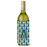 Letter A Football Blue And Gold Wine Bottle Beverage Insulator Hugger Cj1077-Aliterk