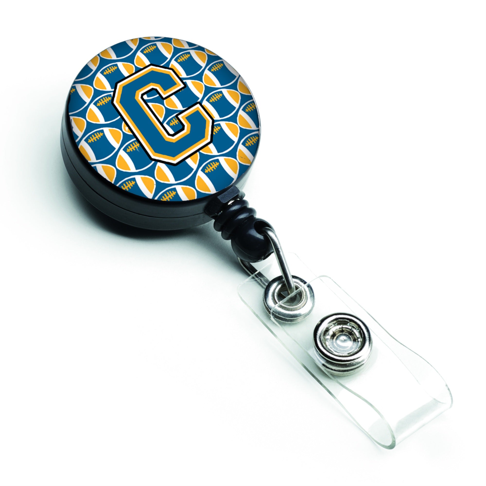 Caroline'S Treasures Letter C Football Blue And Gold Retractable Badge Reel (Cj1077-Cbr)
