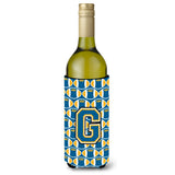 Letter G Football Blue And Gold Wine Bottle Beverage Insulator Hugger Cj1077-Gliterk
