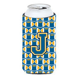 Letter J Football Blue And Gold Tall Boy Beverage Insulator Hugger Cj1077-Jtbc