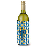Letter P Football Blue And Gold Wine Bottle Beverage Insulator Hugger Cj1077-Pliterk