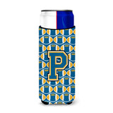 Letter P Football Blue And Gold Ultra Beverage Insulators For Slim Cans Cj1077-Pmuk