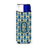 Letter Q Football Blue And Gold Ultra Beverage Insulators For Slim Cans Cj1077-Qmuk