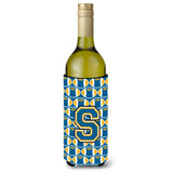 Letter S Football Blue And Gold Wine Bottle Beverage Insulator Hugger Cj1077-Sliterk