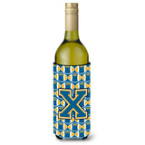 Letter X Football Blue And Gold Wine Bottle Beverage Insulator Hugger Cj1077-Xliterk