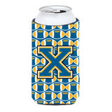 Letter X Football Blue And Gold Tall Boy Beverage Insulator Hugger Cj1077-Xtbc