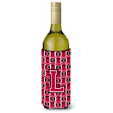 Letter L Football Crimson And White Wine Bottle Beverage Insulator Hugger Cj1079-Lliterk