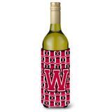 Letter W Football Crimson And White Wine Bottle Beverage Insulator Hugger Cj1079-Wliterk