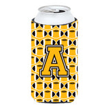 Letter A Football Black, Old Gold And White Tall Boy Beverage Insulator Hugger Cj1080-Atbc