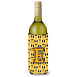 Letter E Football Black, Old Gold And White Wine Bottle Beverage Insulator Hugger Cj1080-Eliterk