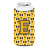 Letter E Football Black, Old Gold And White Tall Boy Beverage Insulator Hugger Cj1080-Etbc