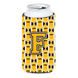 Letter F Football Black, Old Gold And White Tall Boy Beverage Insulator Hugger Cj1080-Ftbc