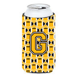 Letter G Football Black, Old Gold And White Tall Boy Beverage Insulator Hugger Cj1080-Gtbc