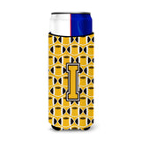 Letter I Football Black, Old Gold And White Ultra Beverage Insulators For Slim Cans Cj1080-Imuk