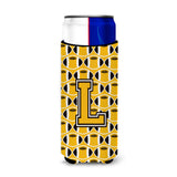 Letter L Football Black, Old Gold And White Ultra Beverage Insulators For Slim Cans Cj1080-Lmuk