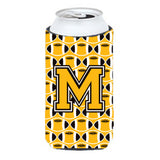 Letter M Football Black, Old Gold And White Tall Boy Beverage Insulator Hugger Cj1080-Mtbc