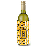 Letter O Football Black, Old Gold And White Wine Bottle Beverage Insulator Hugger Cj1080-Oliterk