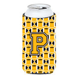 Letter P Football Black, Old Gold And White Tall Boy Beverage Insulator Hugger Cj1080-Ptbc