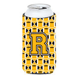 Letter R Football Black, Old Gold And White Tall Boy Beverage Insulator Hugger Cj1080-Rtbc