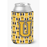 Caroline'S Treasures Cj1080-Ucc Letter U Football Black, Old Gold And White Can Or Bottle Hugger, Multicolor