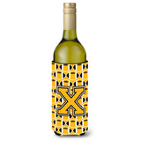 Letter X Football Black, Old Gold And White Wine Bottle Beverage Insulator Hugger Cj1080-Xliterk