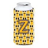 Letter Z Football Black, Old Gold And White Tall Boy Beverage Insulator Hugger Cj1080-Ztbc