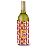 Letter C Football Maroon And Gold Wine Bottle Beverage Insulator Hugger Cj1081-Cliterk