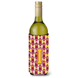 Letter I Football Maroon And Gold Wine Bottle Beverage Insulator Hugger Cj1081-Iliterk