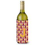 Letter J Football Maroon And Gold Wine Bottle Beverage Insulator Hugger Cj1081-Jliterk