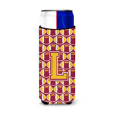 Letter L Football Maroon And Gold Ultra Beverage Insulators For Slim Cans Cj1081-Lmuk