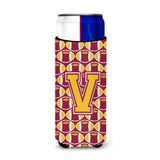 Letter V Football Maroon And Gold Ultra Beverage Insulators For Slim Cans Cj1081-Vmuk