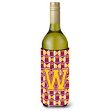 Letter W Football Maroon And Gold Wine Bottle Beverage Insulator Hugger Cj1081-Wliterk