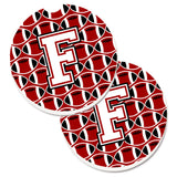 Caroline'S Treasures Letter F Football Cardinal & White Set Of 2 Cup Holder Car Coasters Cj1082-Fcarc, 2.56, Multicolor