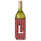 Letter L Football Cardinal And White Wine Bottle Beverage Insulator Hugger Cj1082-Lliterk
