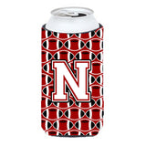 Letter N Football Cardinal And White Tall Boy Beverage Insulator Hugger Cj1082-Ntbc
