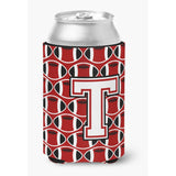Caroline'S Treasures Cj1082-Tcc Letter T Football Cardinal And White Can Or Bottle Hugger, Multicolor