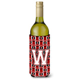 Letter W Football Cardinal And White Wine Bottle Beverage Insulator Hugger Cj1082-Wliterk