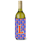 Letter L Football Green, Blue And Orange Wine Bottle Beverage Insulator Hugger Cj1083-Lliterk