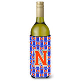 Letter N Football Green, Blue And Orange Wine Bottle Beverage Insulator Hugger Cj1083-Nliterk