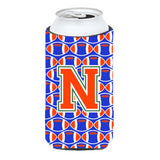 Letter N Football Green, Blue And Orange Tall Boy Beverage Insulator Hugger Cj1083-Ntbc