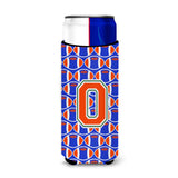 Letter O Football Green, Blue And Orange Ultra Beverage Insulators For Slim Cans Cj1083-Omuk