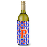 Letter P Football Green, Blue And Orange Wine Bottle Beverage Insulator Hugger Cj1083-Pliterk