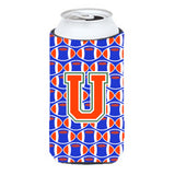 Letter U Football Green, Blue And Orange Tall Boy Beverage Insulator Hugger Cj1083-Utbc