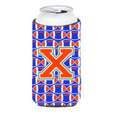 Letter X Football Green, Blue And Orange Tall Boy Beverage Insulator Hugger Cj1083-Xtbc